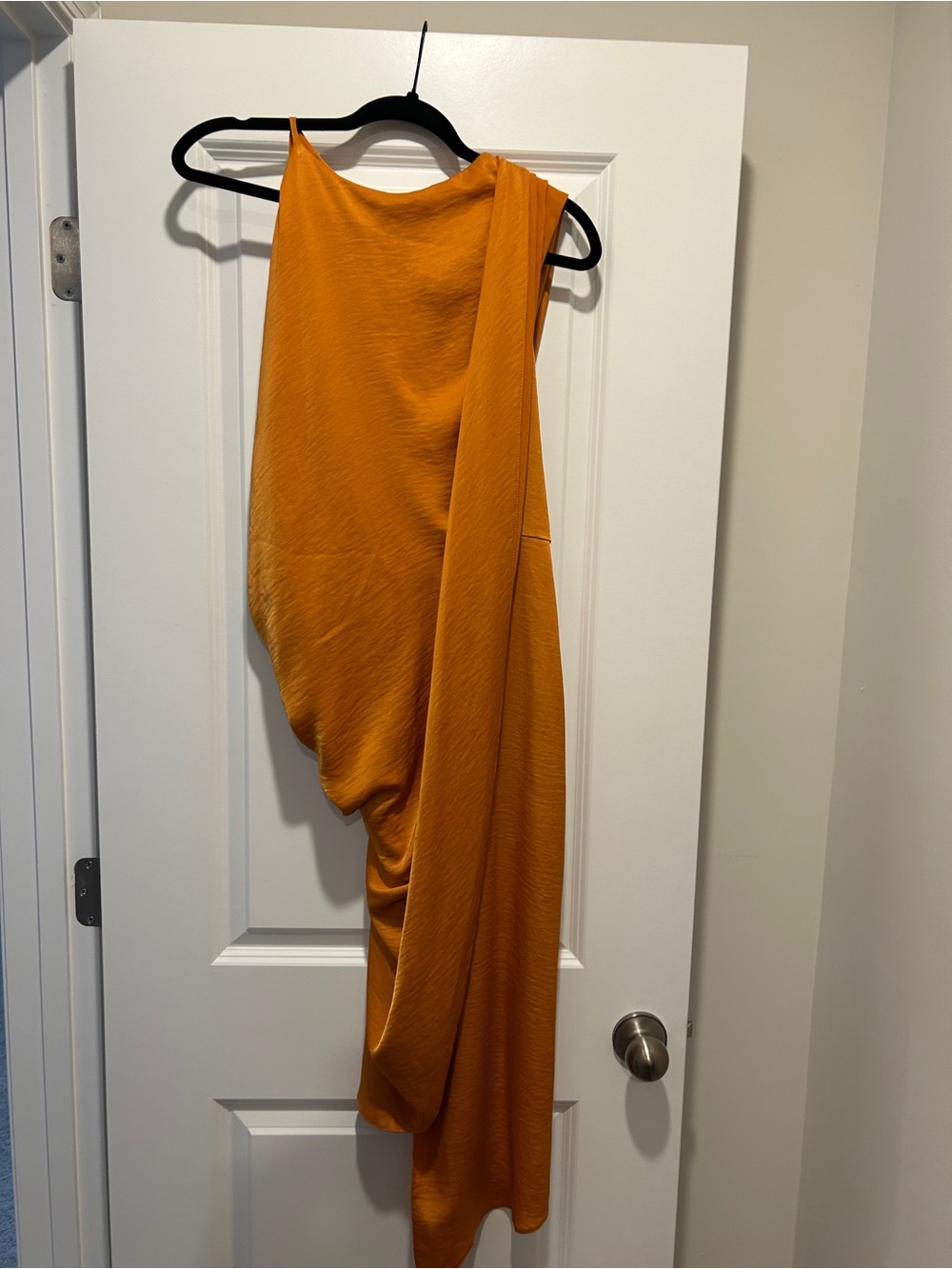 ASOS One-Shoulder Draped Orange Midi Dress